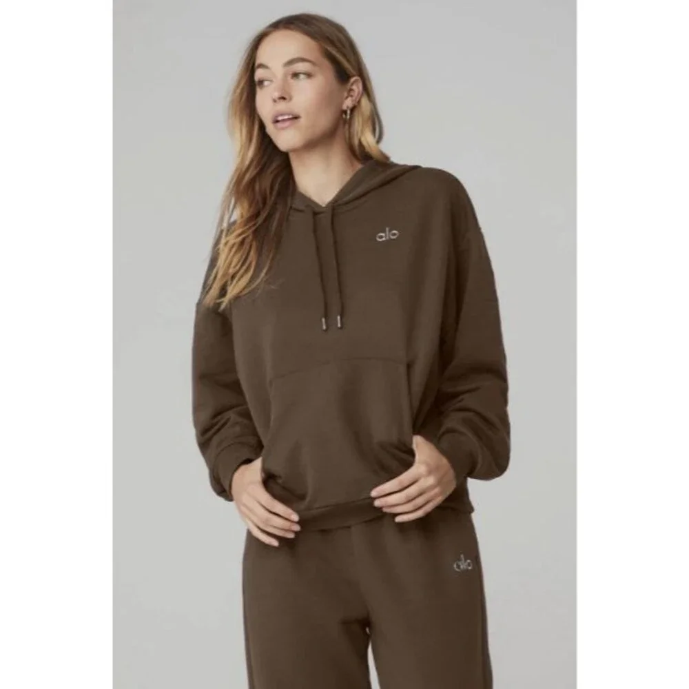 Alo Yoga Accolade Hoodie Espresso Brown Pullover Sweatshirt